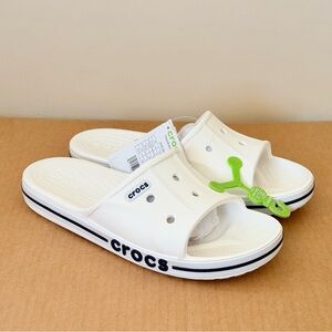 Crocs Unisex Bayaband Slide Sandals | White / Navy